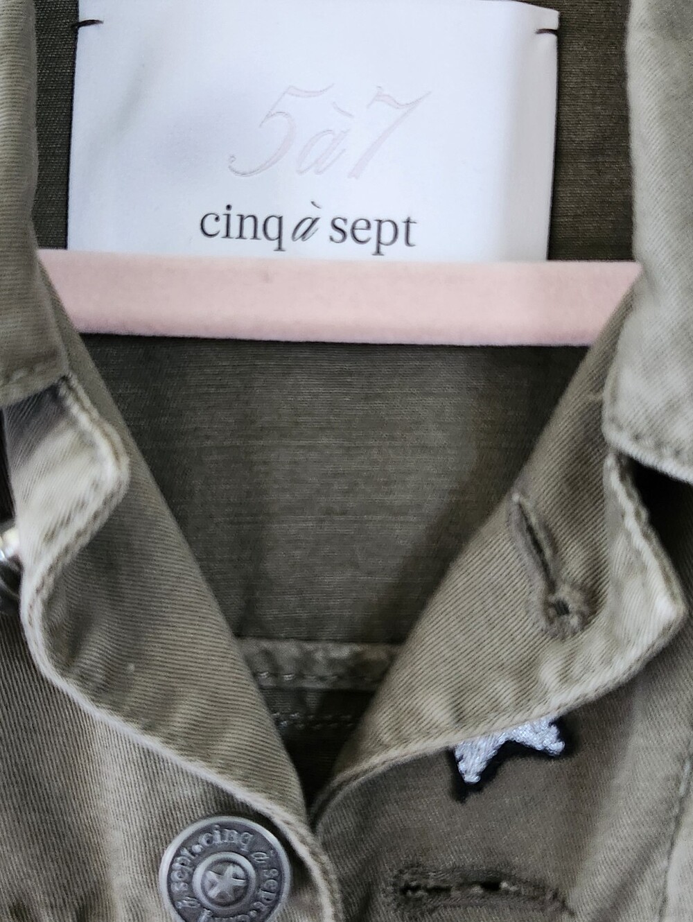 Cinq A' Sept Embellished Olive Utility Jacket - Women's - Picture 7 of 10
